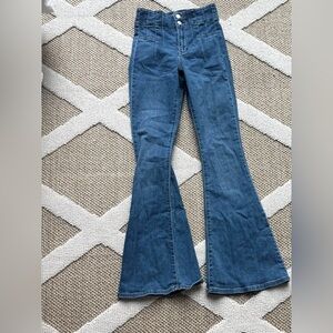 Altar'd State Blue No-Pocket Flare Wide Leg Jeans